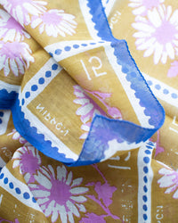Épice Flower Stamps 70x70 Bandana in Ochre 2 - Bliss Boutiques