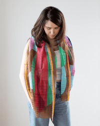 Épice Linen/Cttn Lrg Squiggle Scarf in Pecan 