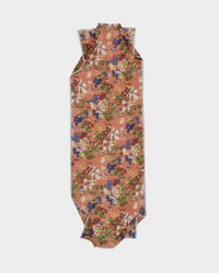 Épice Linen/Cttn Scattered Flowers Scarf in Coral 