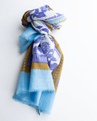 Épice Stamps 80x190 Scarf in Ochre 1 - Bliss Boutiques
