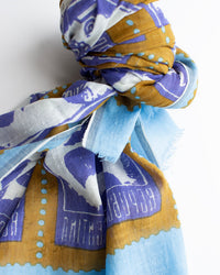 Épice Stamps 80x190 Scarf in Ochre 3 - Bliss Boutiques