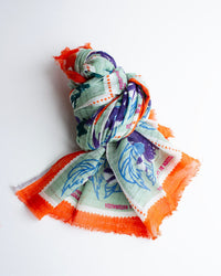 Épice Stamps 90x200 Scarf in Aqua 1 - Bliss Boutiques