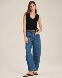 Estina Scoop Neck Tank Top in Black - Bliss Boutiques