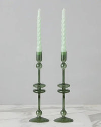 etúHOME Emerald Glass Candlesticks Set of 2 - Large 