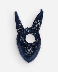 Maison Lecomte Flament Classic Wool & Silk Bandana in Navy 
