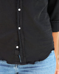 Frank & Eileen Barry Button Down in Black Distressed Famous Denim 