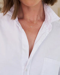 Frank & Eileen Barry Button Down in White Distressed Famous Denim 