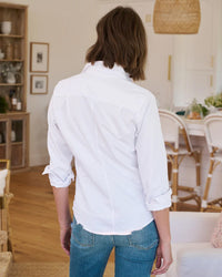 Frank & Eileen Barry Button Down in White Distressed Famous Denim 