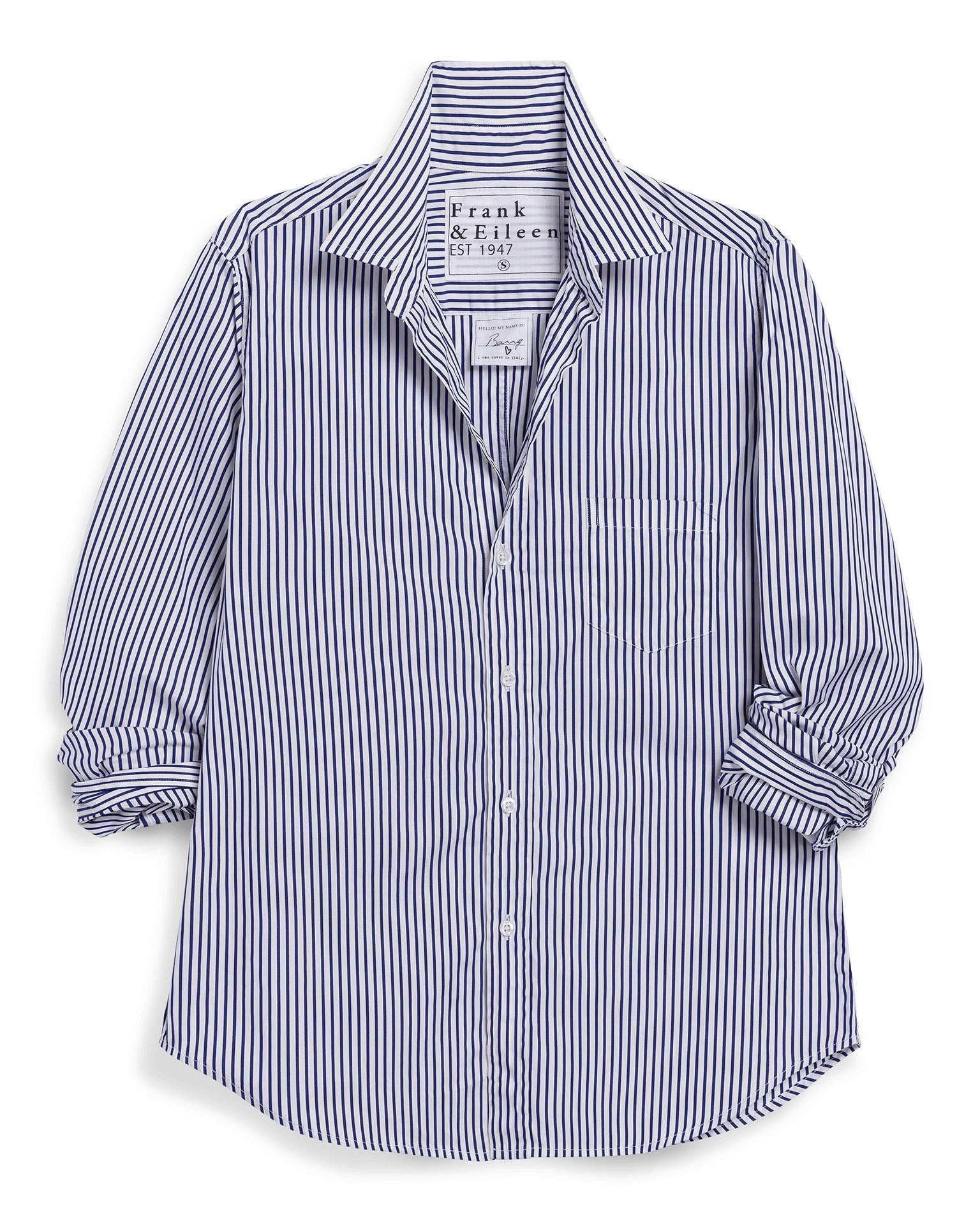 Barry Tailored Button Up Shirt in Blue White Stripe