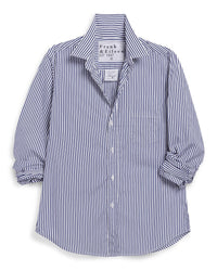 Frank & Eileen Barry Tailored Button Up Shirt in Blue White Stripe 1 - Bliss Boutiques