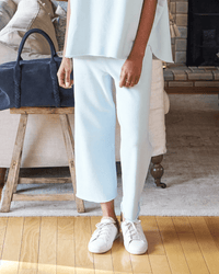 Frank & Eileen Catherine Cropped Wide Leg Sweatpant in Ice 
