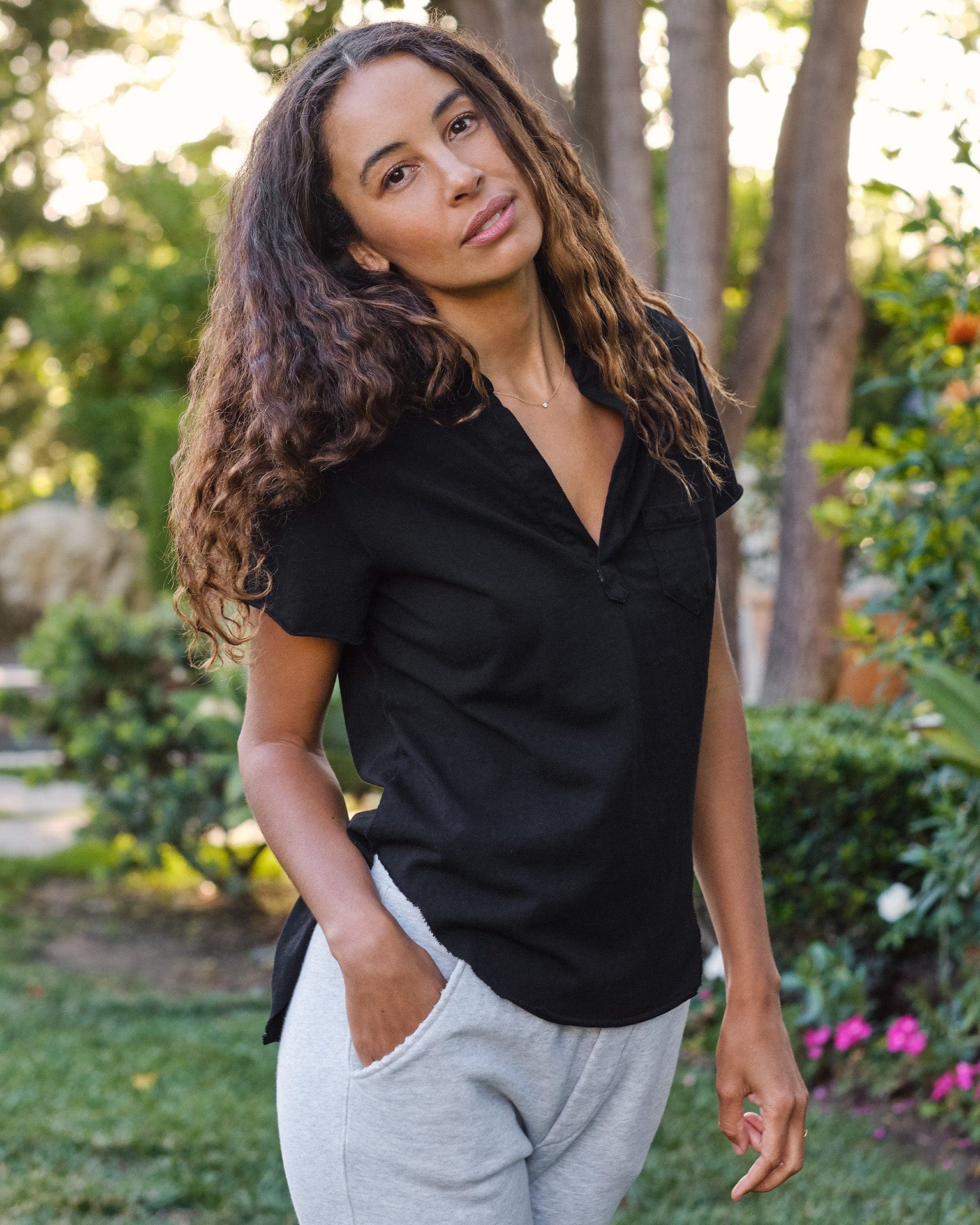 Charlotte Perfect Polo in Black