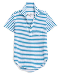 Frank & Eileen Charlotte - Perfect Polo in Turquoise Stripe 6 - Bliss Boutiques