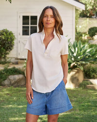 Frank & Eileen Charlotte Perfect Polo in Vintage White 1 - Bliss Boutiques