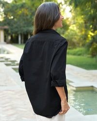 Frank & Eileen Clothing Eileen Relaxed Button Down in Black Distressed Famous Denim