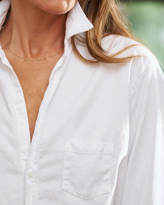 Frank & Eileen Eileen Relaxed Button Down in White Distressed Famous Denim 