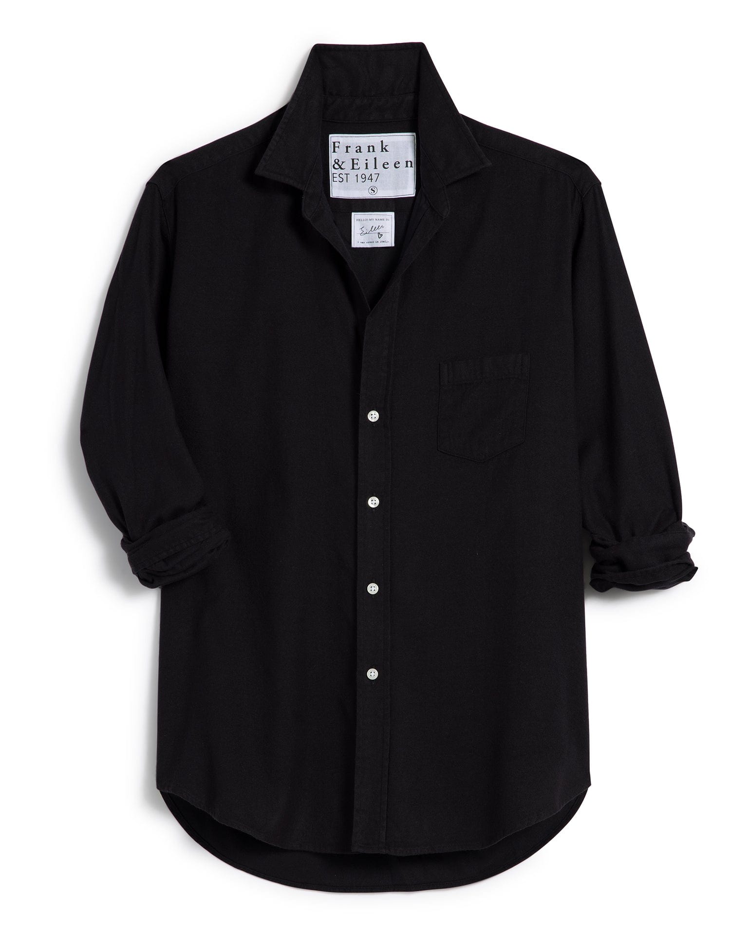 Eileen Relaxed Button Up in Black Flannel