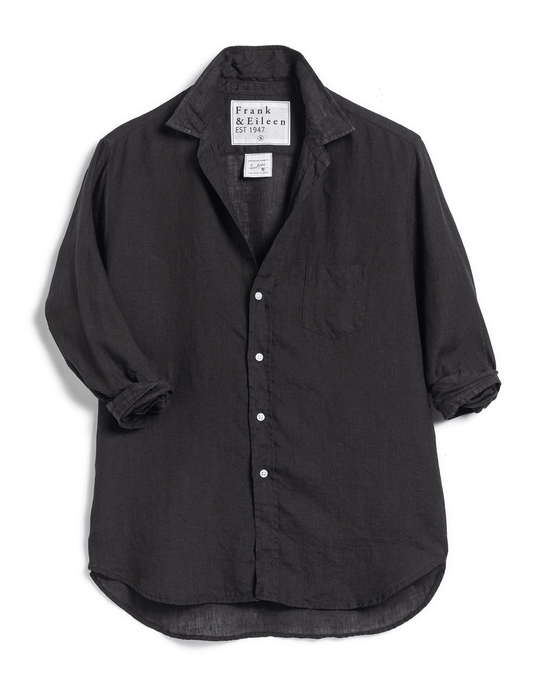 Frank & Eileen Clothing Eileen Relaxed Button Up in Black Performance Linen