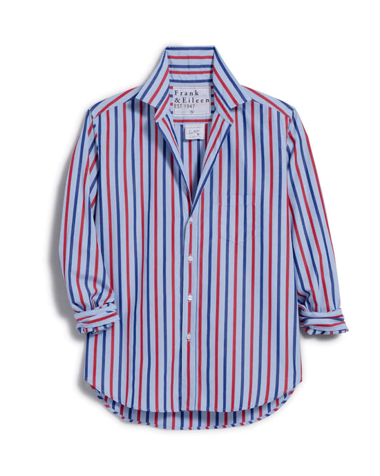 Frank & Eileen Clothing Eileen Relaxed Button Up in Blue, Navy, Red Stripe