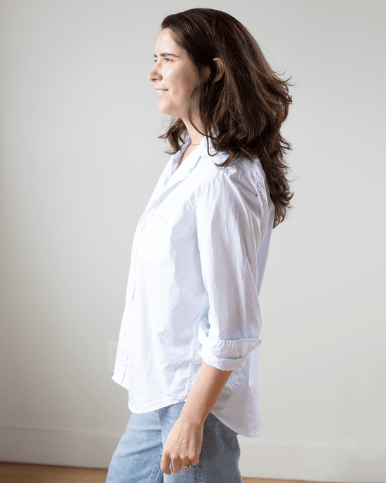 Frank & Eileen Clothing Eileen Relaxed Button Up in Micro Blue Grid