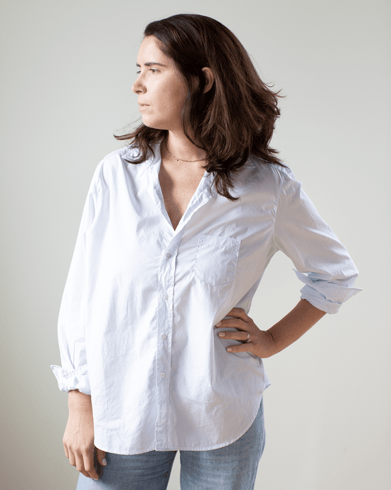 Frank & Eileen Clothing Eileen Relaxed Button Up in Micro Blue Grid