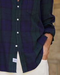 Frank & Eileen Eileen Relaxed Button-Up in Navy & Green Large Plaid 3 - Bliss Boutiques