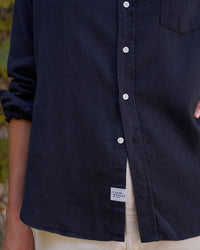 Frank & Eileen Eileen Relaxed Button-Up in Navy Herringbone 3 - Bliss Boutiques