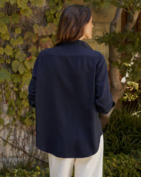Frank & Eileen Eileen Relaxed Button-Up in Navy Herringbone 2 - Bliss Boutiques