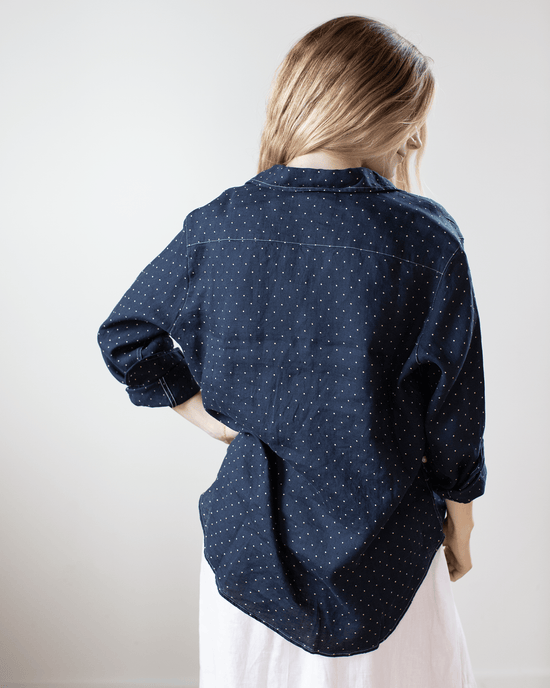Frank & Eileen Eileen Relaxed Button Up in Navy w/ Dots 