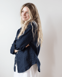 Frank & Eileen Eileen Relaxed Button Up in Navy w/ Dots 