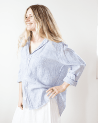 Frank & Eileen Eileen Relaxed Button Up in Thin Blue Stripe 