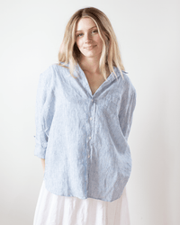 Frank & Eileen Eileen Relaxed Button Up in Thin Blue Stripe 