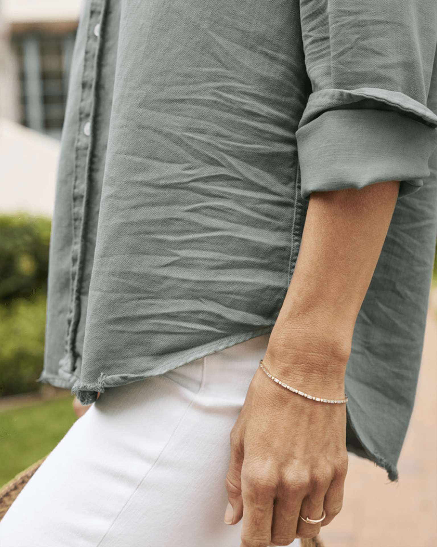 Frank&amp;Eileen - 【今だけ値下げ】Frank&amp;Eileen / EILEEN シャツ Eileen, Relaxed Button-Up Shirt, Green Stripe | Frank & Eileen