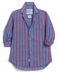 Frank & Eileen Eileen Relaxed Button-Up Shirt in Blue Red Textured Stripe 5 - Bliss Boutiques