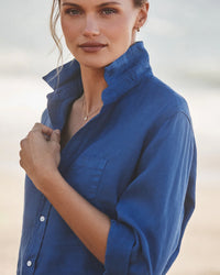 Frank & Eileen Eileen Relaxed Button-Up Shirt in Cabo Blue 2 - Bliss Boutiques