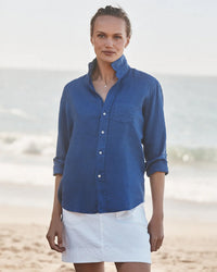Frank & Eileen Eileen Relaxed Button-Up Shirt in Cabo Blue 1 - Bliss Boutiques