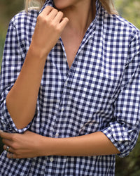 Frank & Eileen Eileen Relaxed Button-Up Shirt in Navy Blue Check 2 - Bliss Boutiques