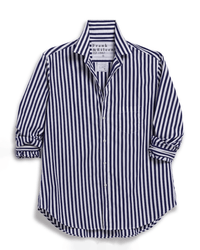 Frank & Eileen Eileen Relaxed Button - Up Shirt in Navy White Stripe 1 - Bliss Boutiques