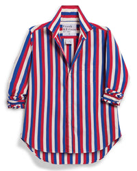 Frank & Eileen Eileen Relaxed Button-Up Shirt in Red Blue Cream Stripe 4 - Bliss Boutiques