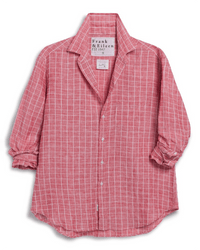 Frank & Eileen Eileen Relaxed Button-Up Shirt in Red White Grid 1 - Bliss Boutiques