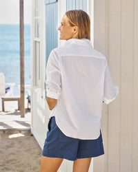 Frank & Eileen Eileen Relaxed Button-Up Shirt in White Voile 3 - Bliss Boutiques