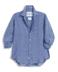 Frank & Eileen Eileen Relaxed Button-Up Shirt - Italian Classic Linen in Blue 6 - Bliss Boutiques