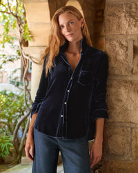 Frank & Eileen Eileen Relaxed Button-Up - Velvet in Navy 3 - Bliss Boutiques