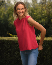 Frank & Eileen Finn - Sleeveless Tank in Cherry 1 - Bliss Boutiques