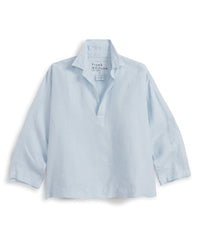 Frank & Eileen Gabi Popover Linen Shirt in French Blue 4 - Bliss Boutiques