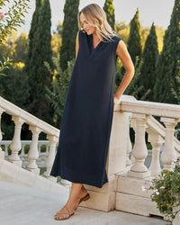 Frank & Eileen Lily - Sleevless Polo Dress in British Royal Navy 1 - Bliss Boutiques