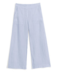 Frank & Eileen Madeline Patch Pocket Pull on Linen Pant in French Blue 4 - Bliss Boutiques