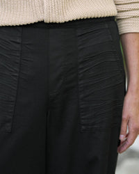 Frank & Eileen Madeline Patch Pocket Pull-On Pant in Black Distressed Famous Denim 3 - Bliss Boutiques