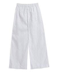 Frank & Eileen Madeline Patch Pocket Pull on Washed Linen Pant in White 6 - Bliss Boutiques