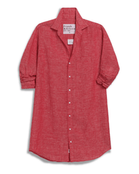 Frank & Eileen Mary Classic Shirtdress in Red Linen 1 - Bliss Boutiques